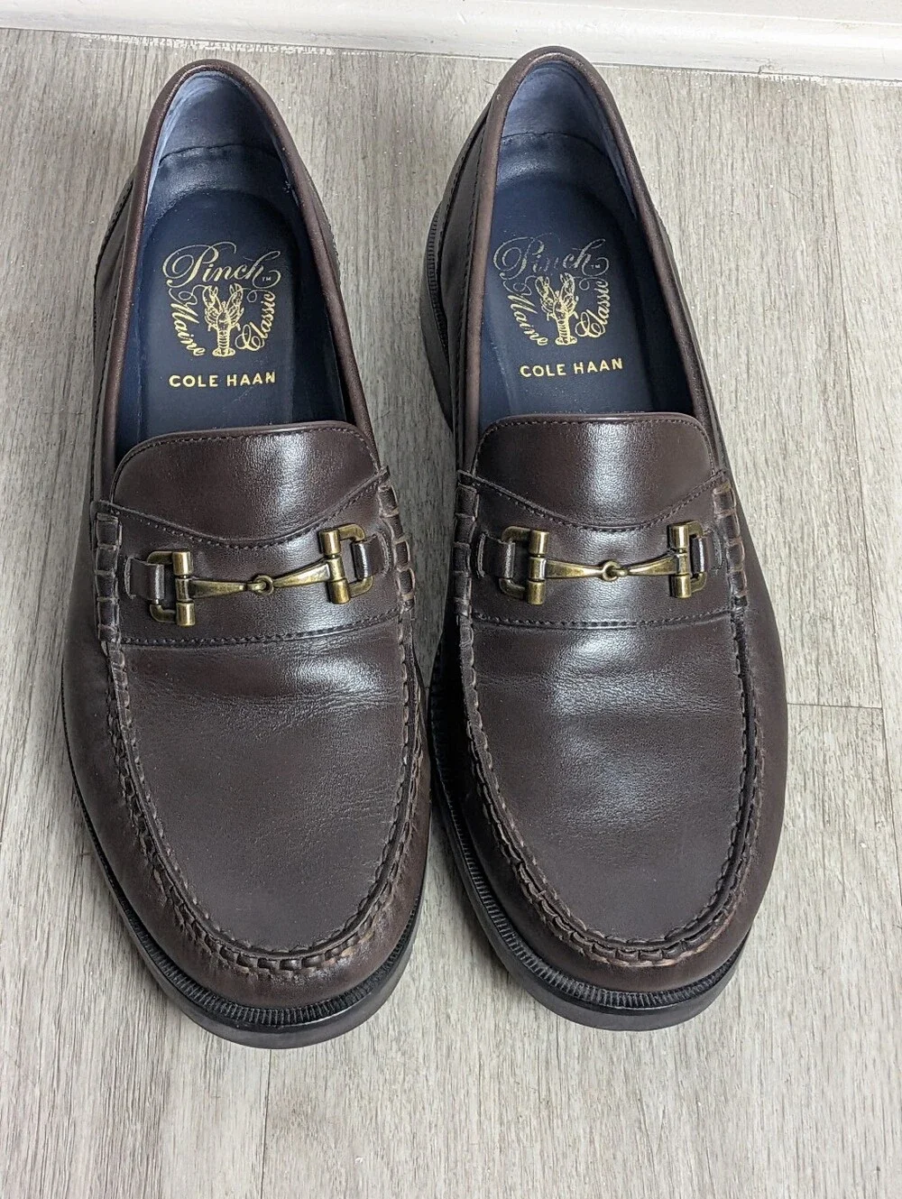 Cole Haan Men's Leather Penny Loafers 8.5 Pinch Main Classic Dress Shoes Brown